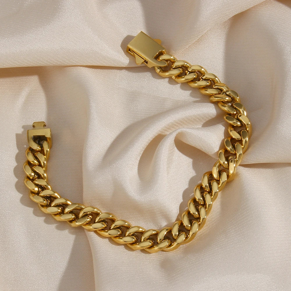 2024 Neue 18 Karat vergoldete Edelstahl-Halskette und Armband für Damen, Titan-Stahl-Halsketten-Schmuck