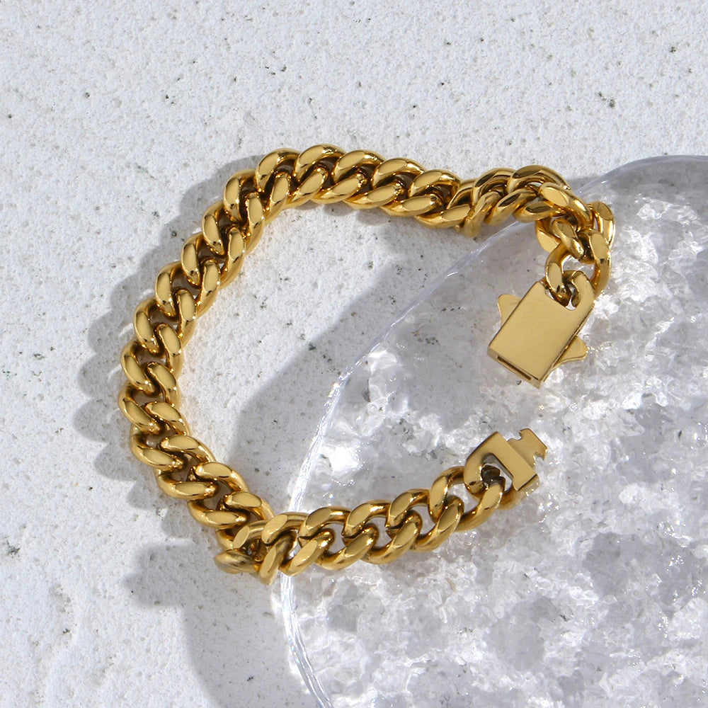 2024 Neue 18 Karat vergoldete Edelstahl-Halskette und Armband für Damen, Titan-Stahl-Halsketten-Schmuck