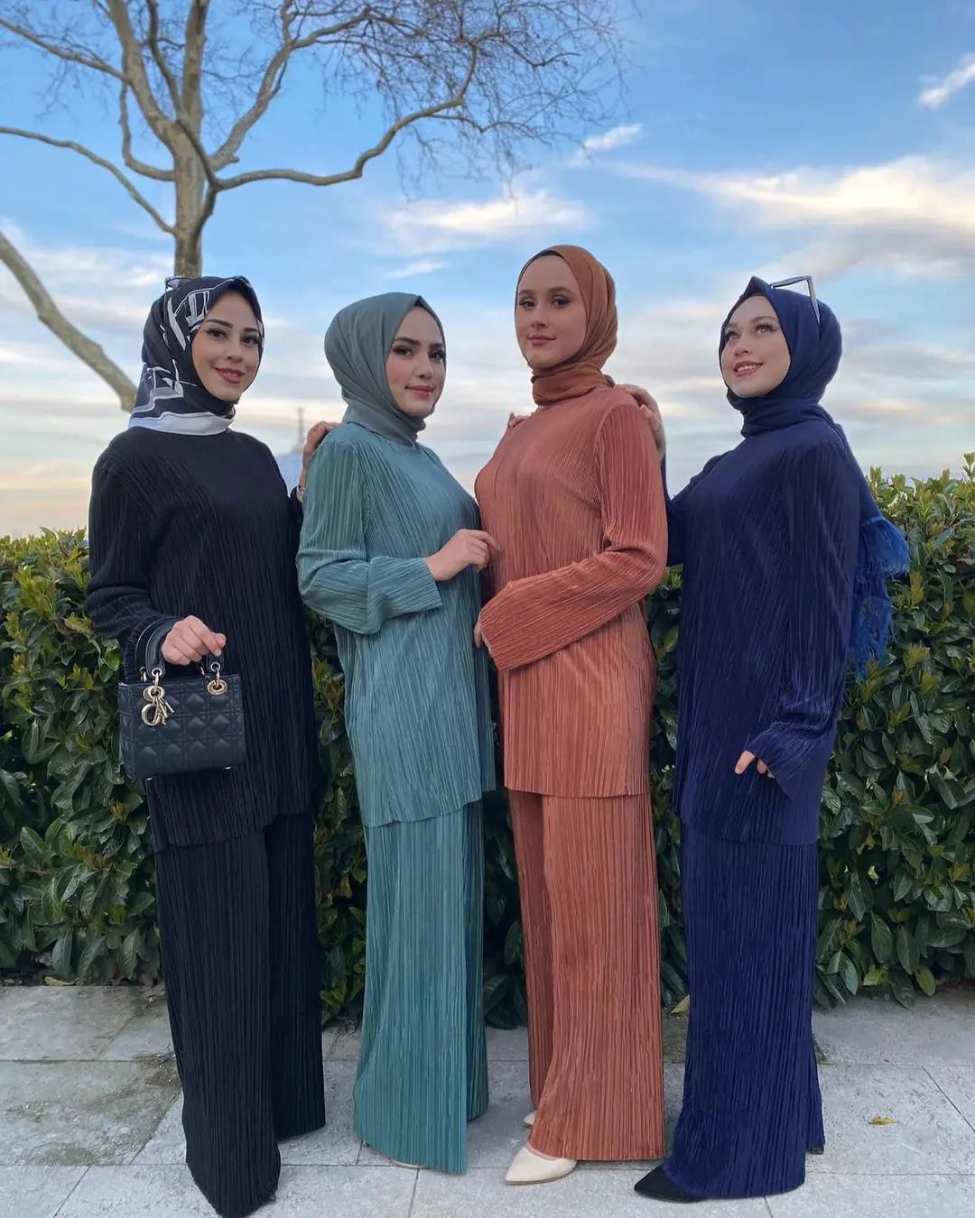 Islamische 2-teilige Sets für muslimische Frauen, modische Bluse und Hose