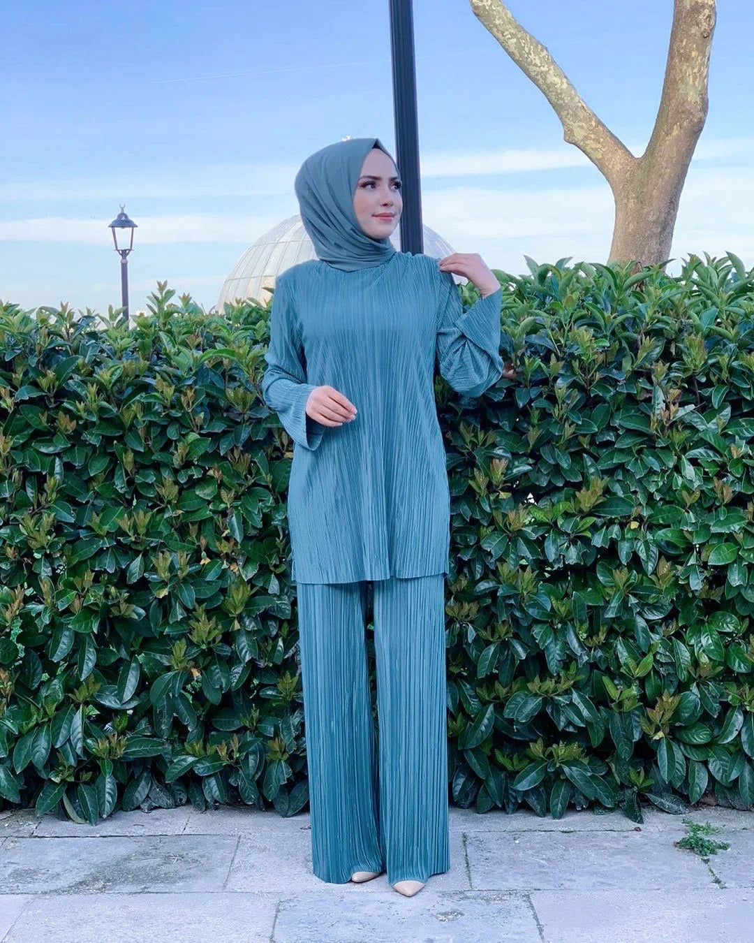 Islamische 2-teilige Sets für muslimische Frauen, modische Bluse und Hose