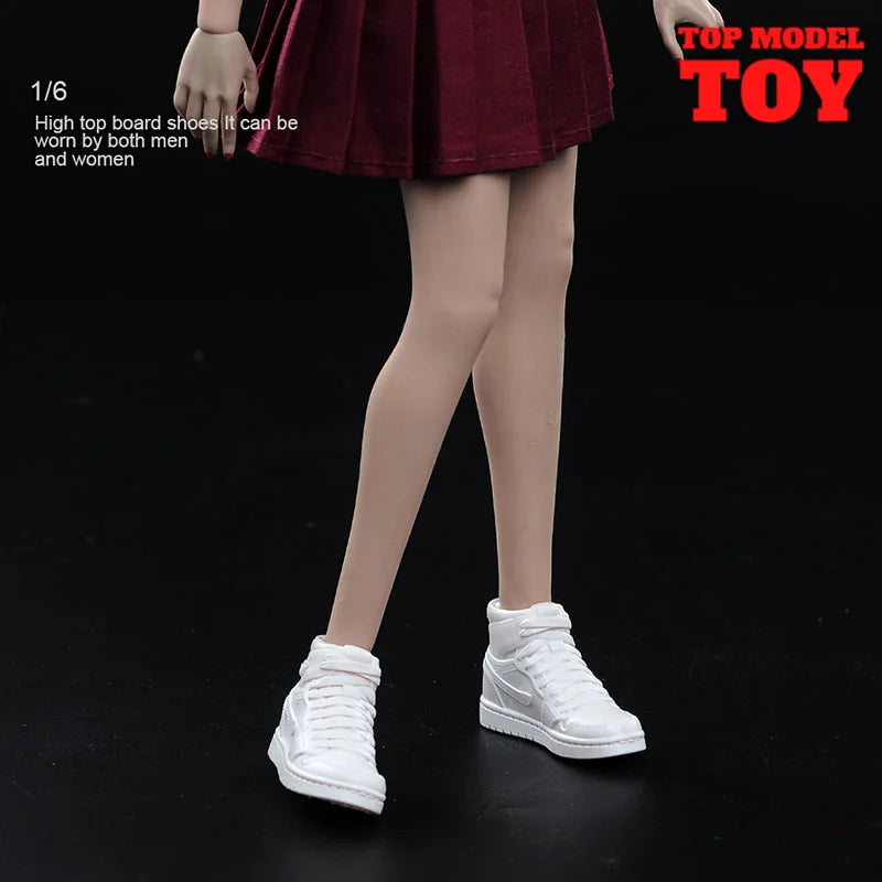 1/6 Scale White Sneakers Cricket Shoes Model Fit 12'' Male Female Soldier Removable Feet Action Figure Body Dolls