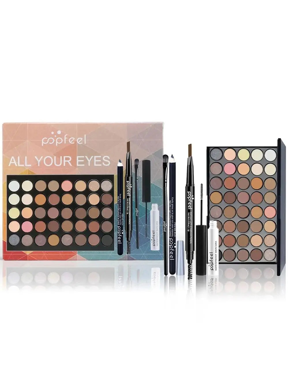 POPFEEL-Ensemble de maquillage pour les yeux, palette de fards à barrage, eye-liner, mascara, crayon pour les yeux, boîte à outils de maquillage, cadeaux pour femmes