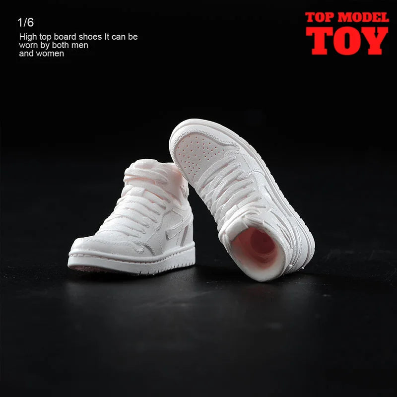 1/6 Scale White Sneakers Cricket Shoes Model Fit 12'' Male Female Soldier Removable Feet Action Figure Body Dolls