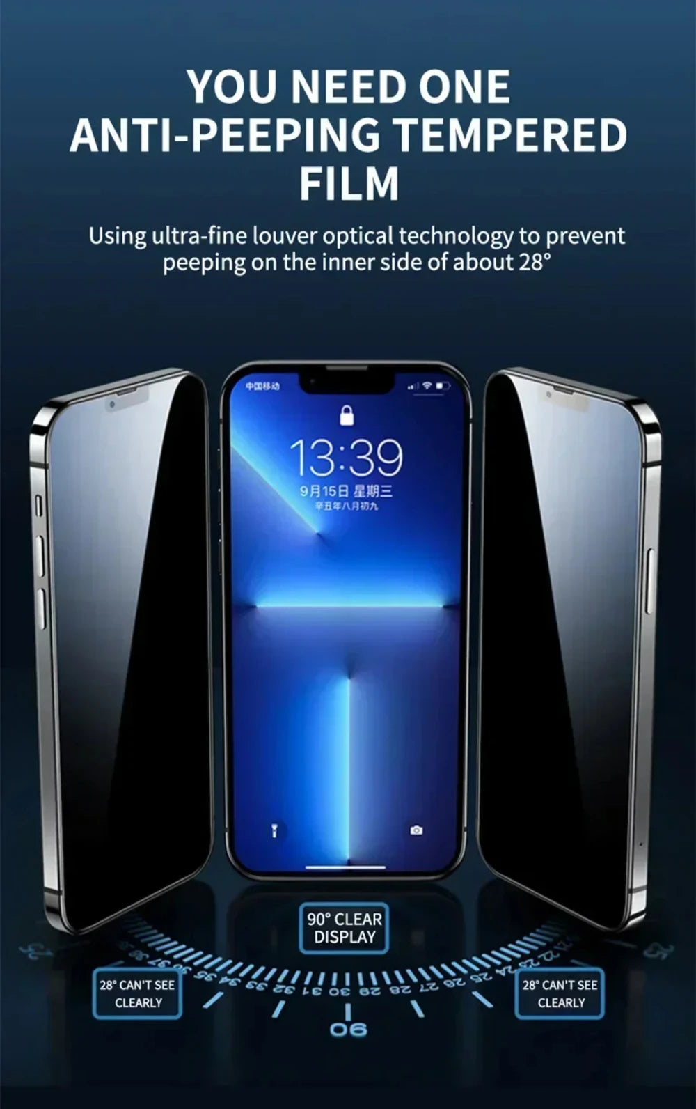 NNBILI 4 pièces couverture complète protecteur d'écran de confidentialité pour iPhone 11 12 13 14 15 16 Pro Max verre Anti-espion pour iPhone16 Plus 16e verre