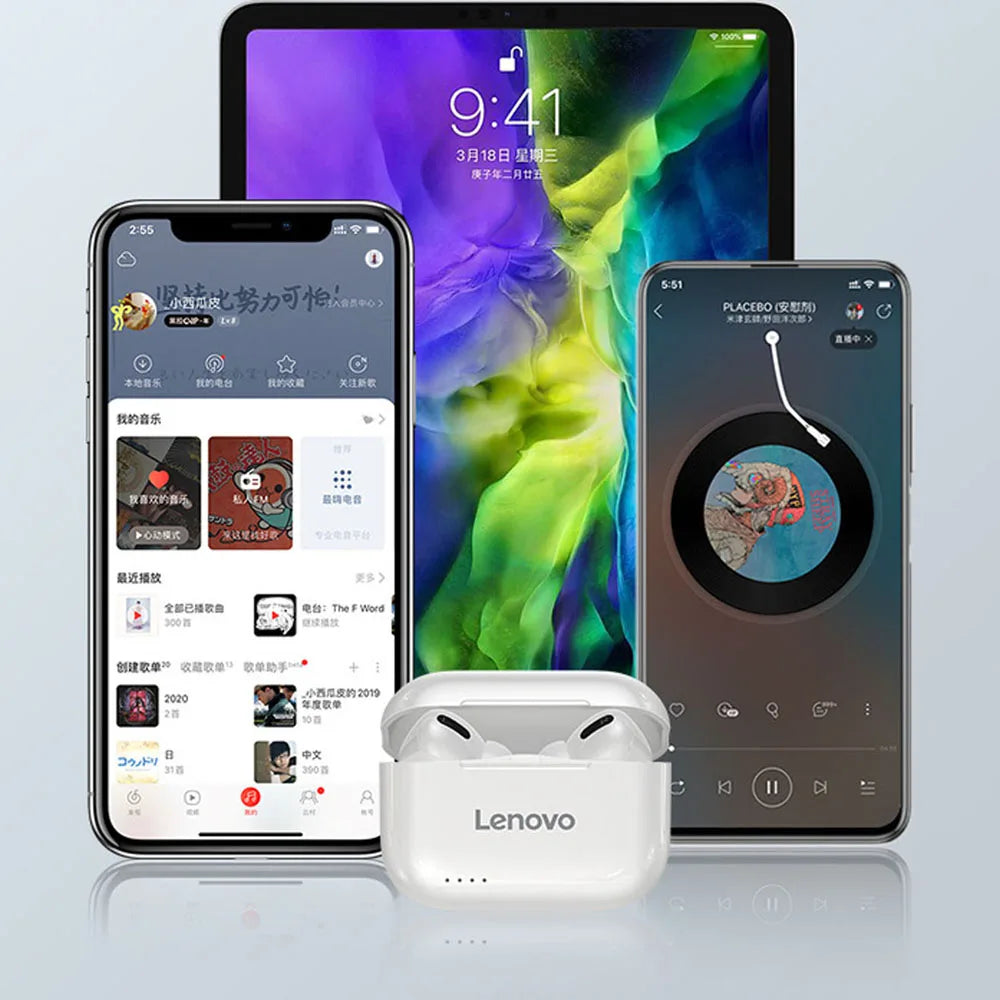 Lenovo LP1s TWS Bluetooth-Kopfhörer, 1200 mAh, Ladehülle, mobile Stromversorgung, kabelloses Headset, Sport-Ohrhörer, Geräuschunterdrückung mit Mikrofon