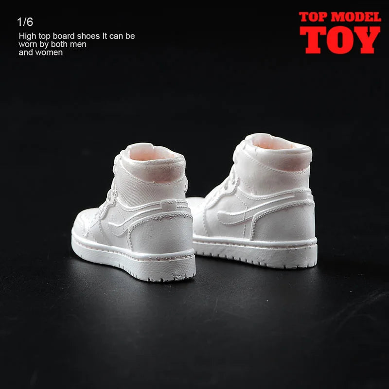 1/6 Scale White Sneakers Cricket Shoes Model Fit 12'' Male Female Soldier Removable Feet Action Figure Body Dolls