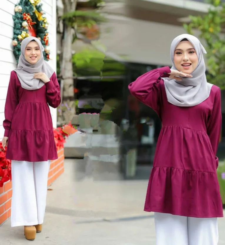 Islamische Bluse für muslimische Frauen, Langarm-Tops