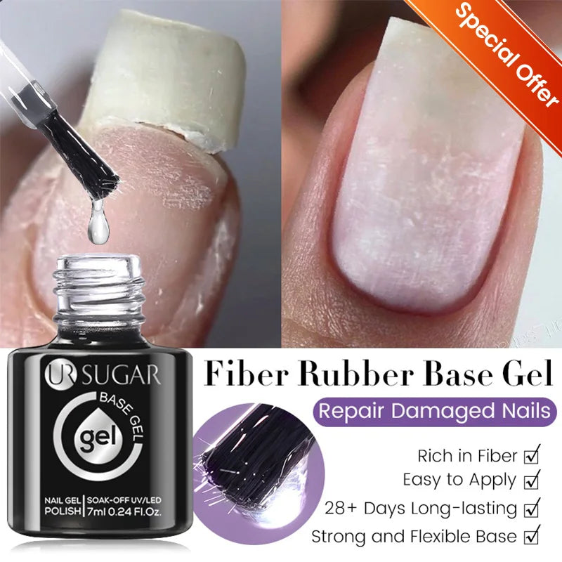 UR SUGAR-Gel de base en caoutchouc cristal nude, vernis à ongles UV LED, document naturel, semi-continu, trempage, 7ml