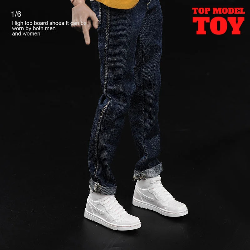 1/6 Scale White Sneakers Cricket Shoes Model Fit 12'' Male Female Soldier Removable Feet Action Figure Body Dolls