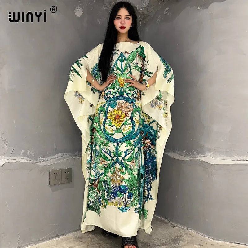 WINYI high quality beach dress Summer Print Elegant africa clothing beach outfits for women evening dress party muslim dress