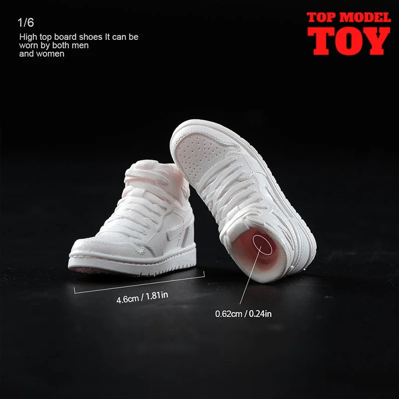 1/6 Scale White Sneakers Cricket Shoes Model Fit 12'' Male Female Soldier Removable Feet Action Figure Body Dolls