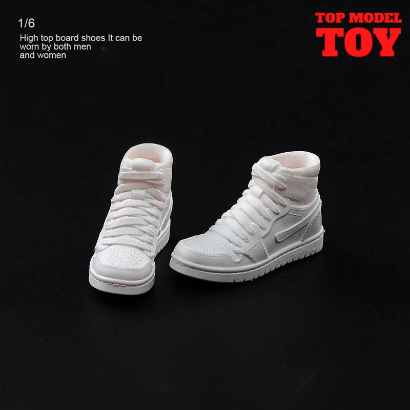1/6 Scale White Sneakers Cricket Shoes Model Fit 12'' Male Female Soldier Removable Feet Action Figure Body Dolls