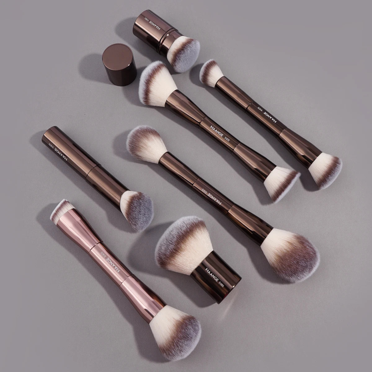 MAANGE-Pinceaux de maquillage à double tête, brosse pour fond de teint, poudre, correcteur, blush, bronzant, cheveux en fibre douce, outils de beauté cosmétiques