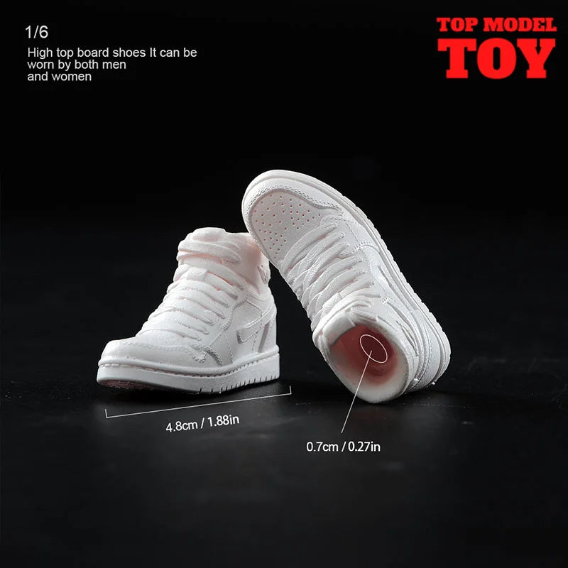 1/6 Scale White Sneakers Cricket Shoes Model Fit 12'' Male Female Soldier Removable Feet Action Figure Body Dolls