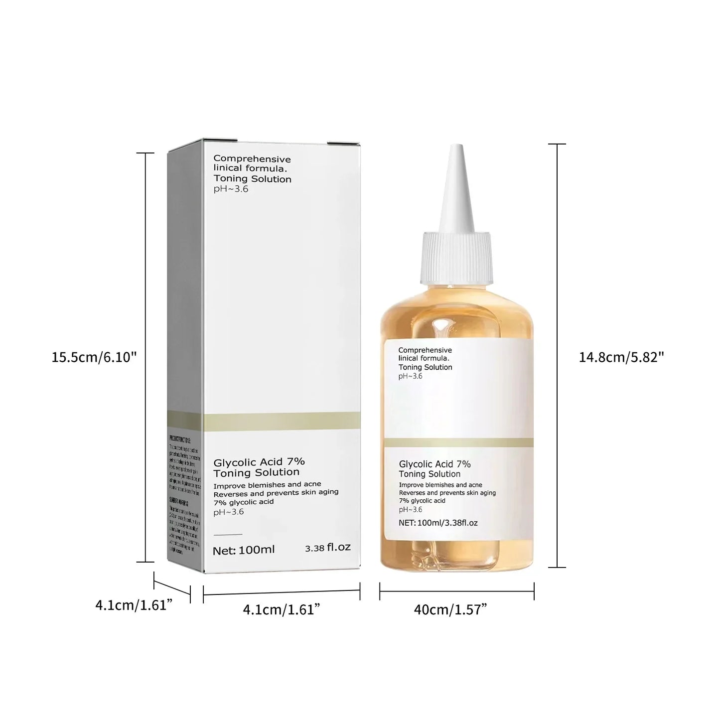 Solution tonifiante à l'acide glycolique 7%, pour éliminer l'acné, hydrate la peau, Lotion rajeunissante, tonique exfoliant au ton acide glycolique doux