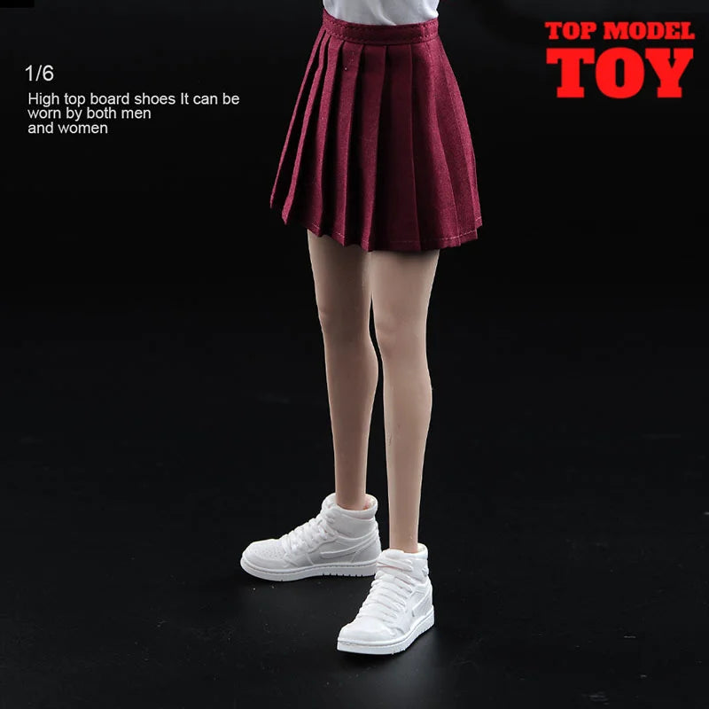 1/6 Scale White Sneakers Cricket Shoes Model Fit 12'' Male Female Soldier Removable Feet Action Figure Body Dolls