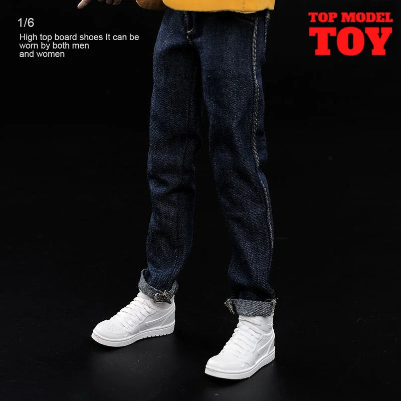 1/6 Scale White Sneakers Cricket Shoes Model Fit 12'' Male Female Soldier Removable Feet Action Figure Body Dolls