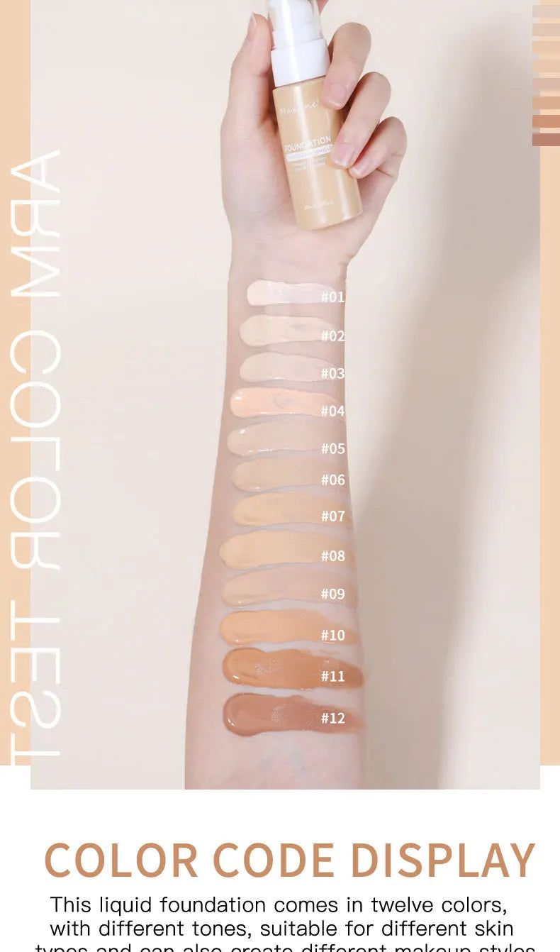 Fond de teint liquide résistant à la sueur, correcteur efficace, maquillage imperméable, cosmétiques professionnels