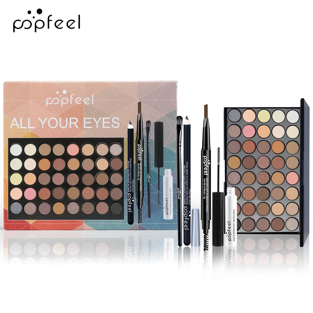 POPFEEL-Ensemble de maquillage pour les yeux, palette de fards à barrage, eye-liner, mascara, crayon pour les yeux, boîte à outils de maquillage, cadeaux pour femmes
