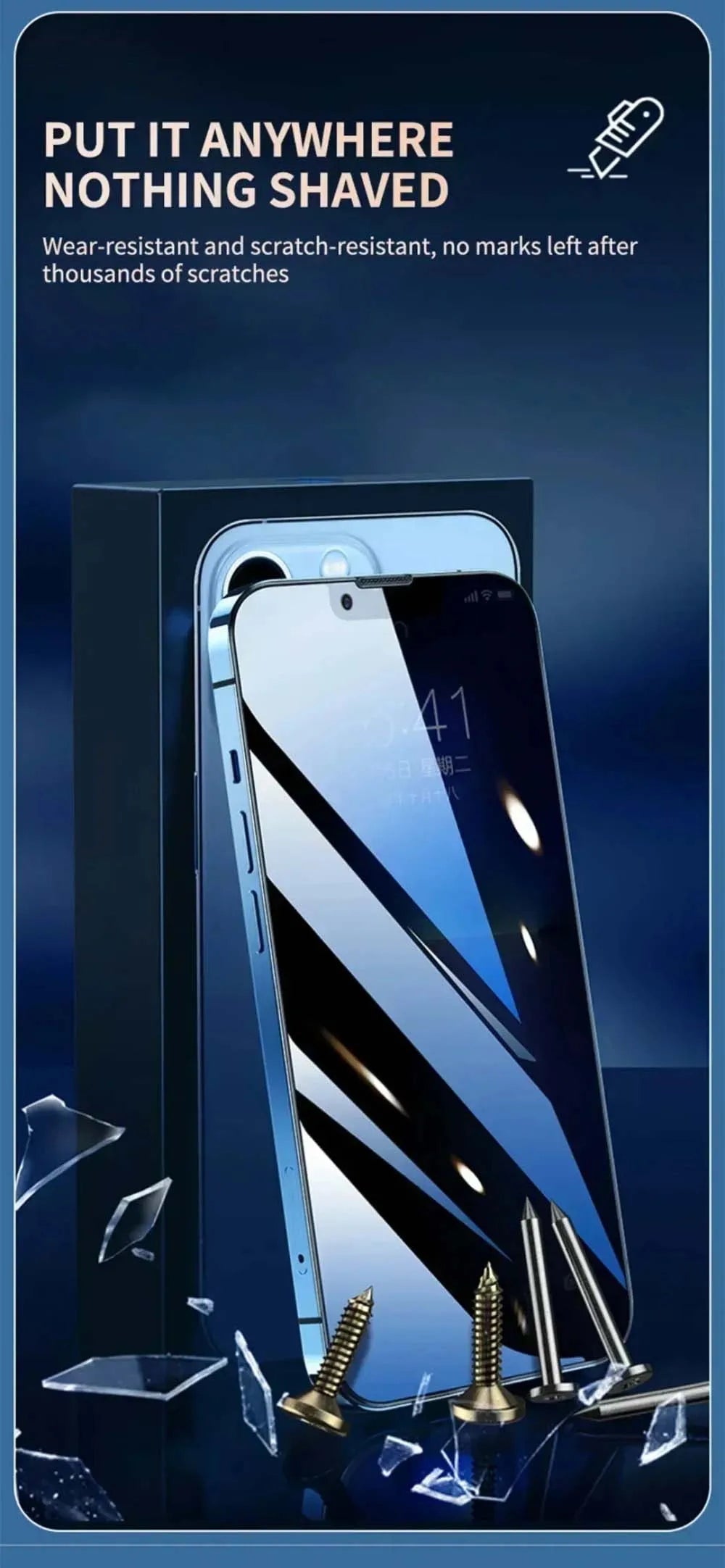 NNBILI 4 pièces couverture complète protecteur d'écran de confidentialité pour iPhone 11 12 13 14 15 16 Pro Max verre Anti-espion pour iPhone16 Plus 16e verre