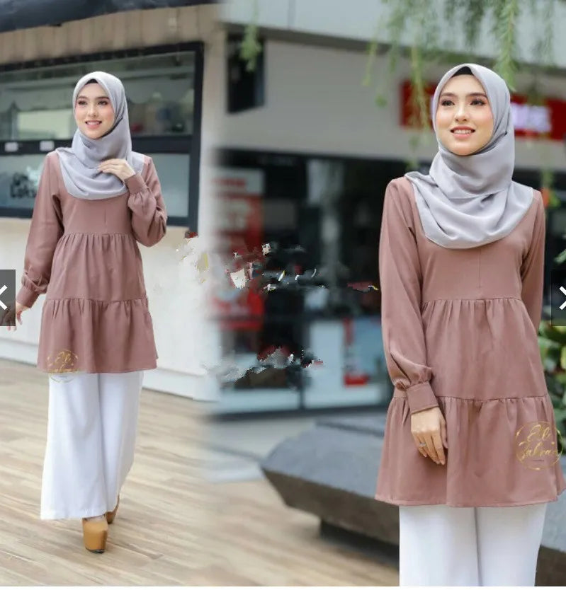 Islamische Bluse für muslimische Frauen, Langarm-Tops