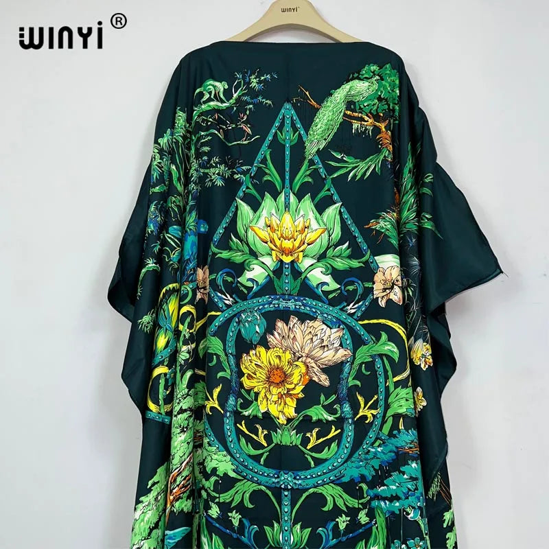 WINYI high quality beach dress Summer Print Elegant africa clothing beach outfits for women evening dress party muslim dress