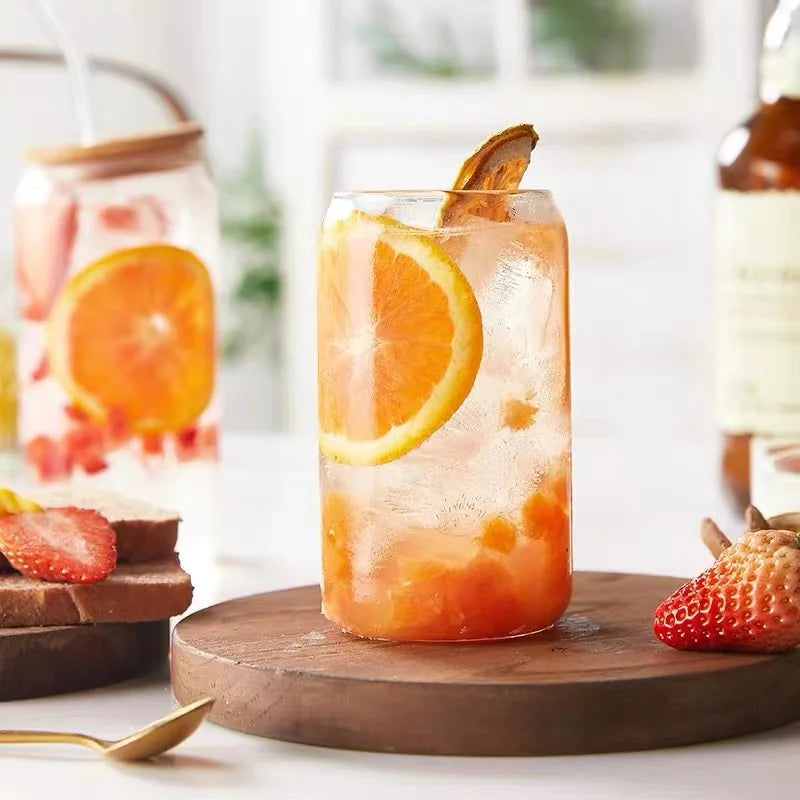 400 ml/540 ml transparenter Glasbecher mit Deckel und Strohhalm-Frühstücksbecher