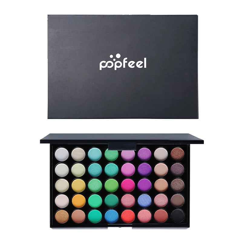 POPFEEL-Palette de fards à barrage 40 couleurs, longue durée, maquillage facile, brun, rose