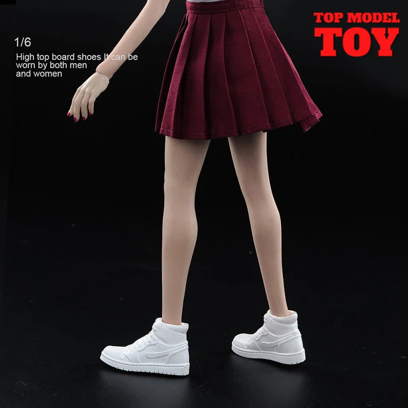 1/6 Scale White Sneakers Cricket Shoes Model Fit 12'' Male Female Soldier Removable Feet Action Figure Body Dolls