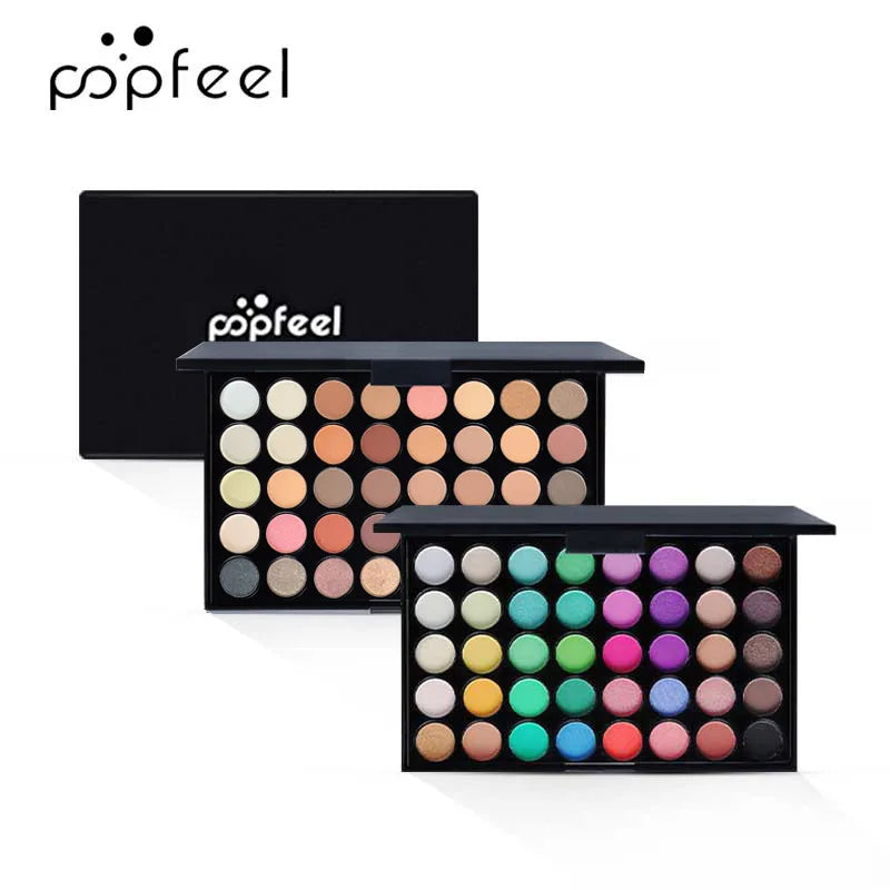 POPFEEL-Palette de fards à barrage 40 couleurs, longue durée, maquillage facile, brun, rose