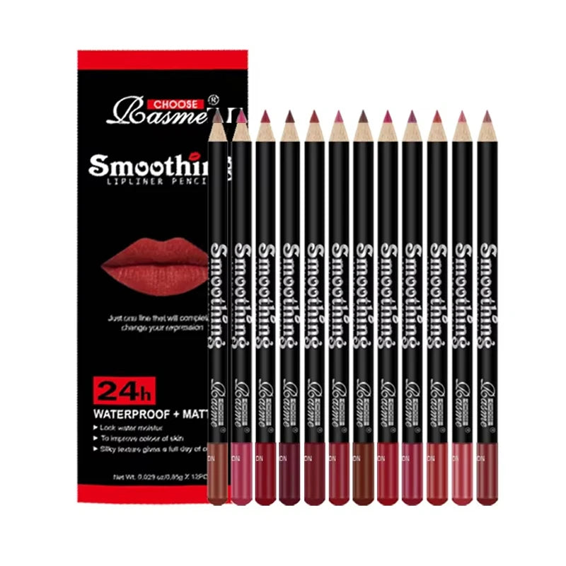 Ensemble de rouges à lèvres longue durée, 12 pièces, avec crayon professionnel et brillant à lèvres mat, cadeaux de saint-valentin pour femmes