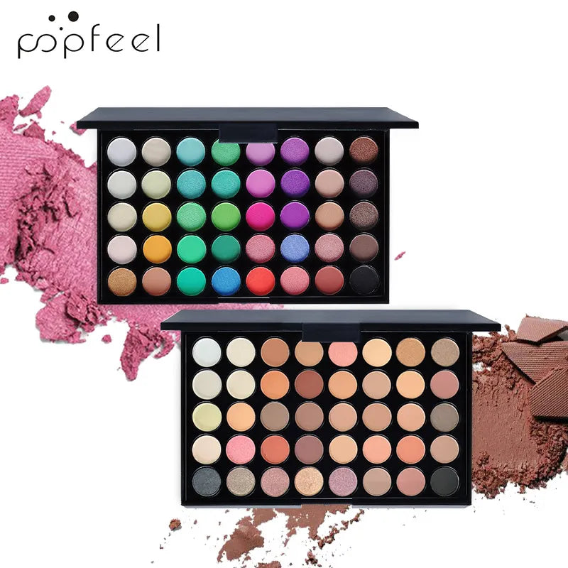 POPFEEL-Palette de fards à barrage 40 couleurs, longue durée, maquillage facile, brun, rose
