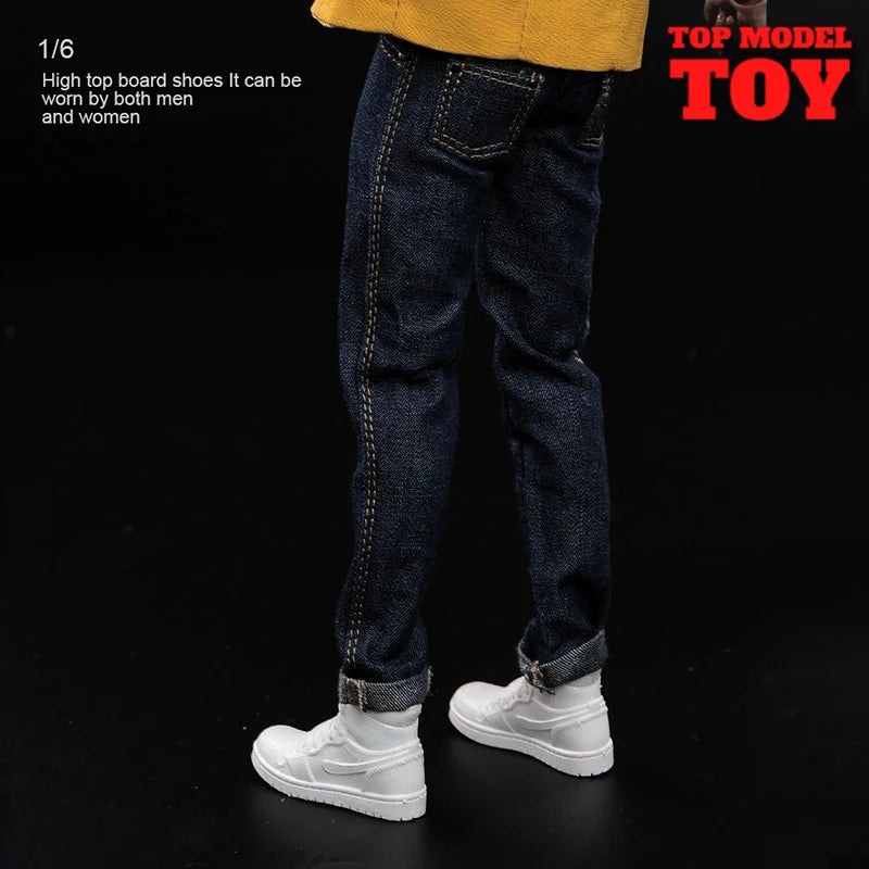 1/6 Scale White Sneakers Cricket Shoes Model Fit 12'' Male Female Soldier Removable Feet Action Figure Body Dolls