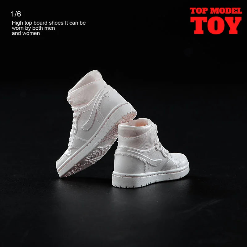 1/6 Scale White Sneakers Cricket Shoes Model Fit 12'' Male Female Soldier Removable Feet Action Figure Body Dolls