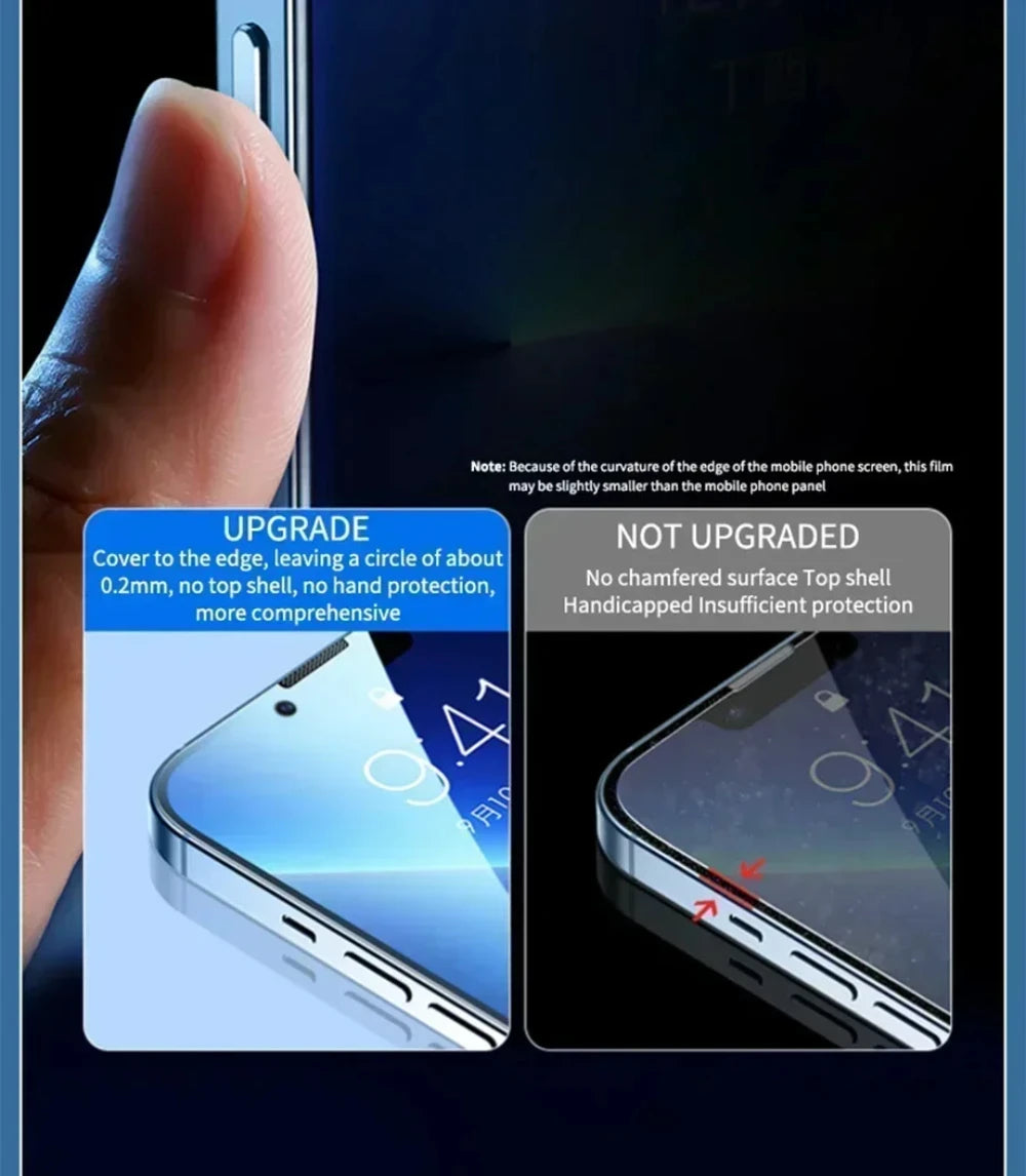 NNBILI 4 pièces couverture complète protecteur d'écran de confidentialité pour iPhone 11 12 13 14 15 16 Pro Max verre Anti-espion pour iPhone16 Plus 16e verre