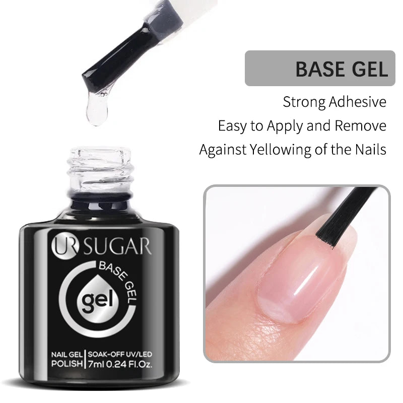UR SUGAR-Gel de base en caoutchouc cristal nude, vernis à ongles UV LED, document naturel, semi-continu, trempage, 7ml