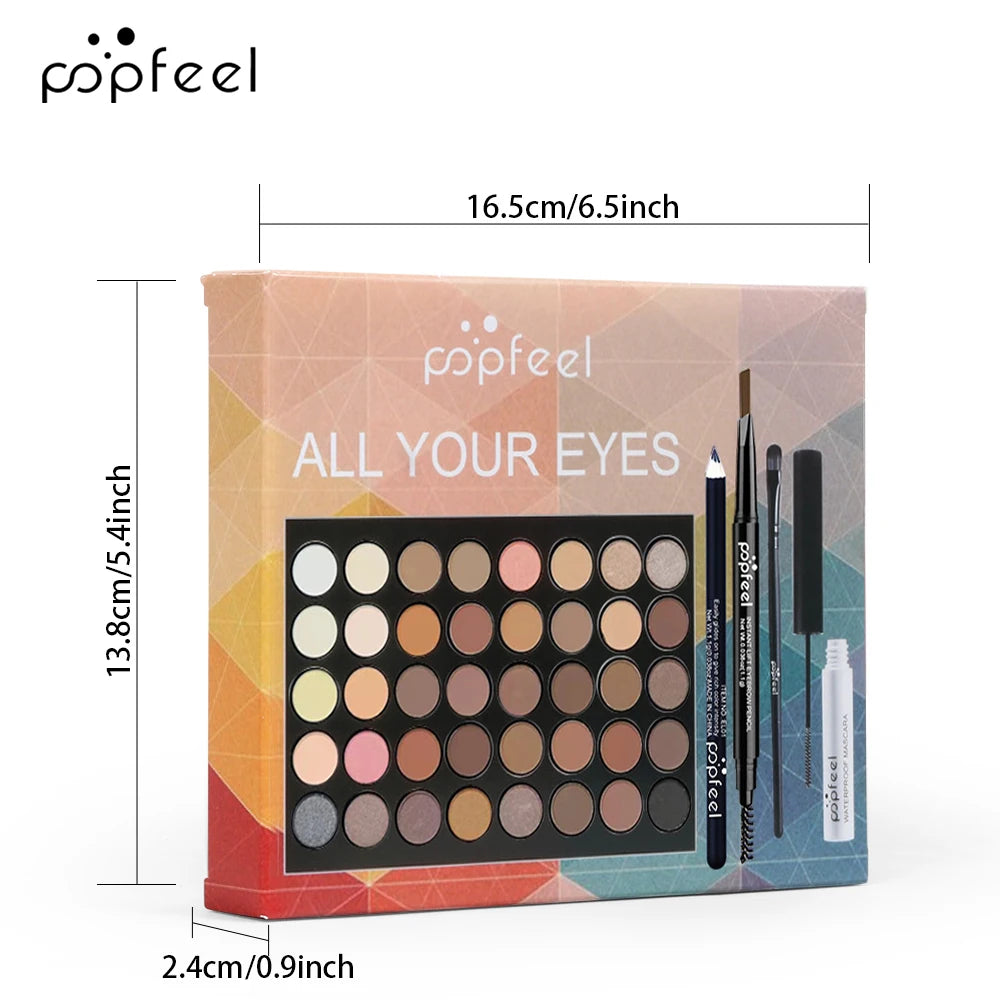 POPFEEL-Ensemble de maquillage pour les yeux, palette de fards à barrage, eye-liner, mascara, crayon pour les yeux, boîte à outils de maquillage, cadeaux pour femmes