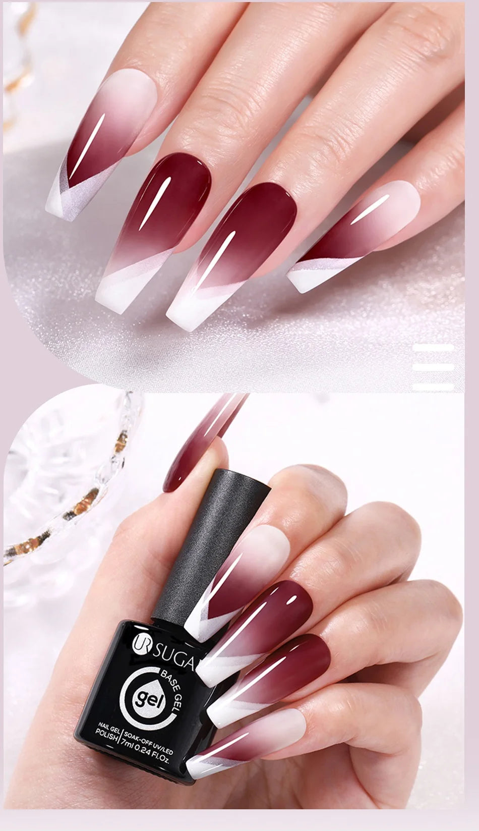 UR SUGAR-Gel de base en caoutchouc cristal nude, vernis à ongles UV LED, document naturel, semi-continu, trempage, 7ml
