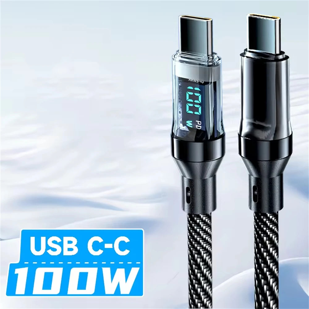 NNBILI-Câble USB Type-C vers Type-C, 120W, charge ultra rapide, avec écran LED, pour téléphone Huawei, Oppo, Vivo