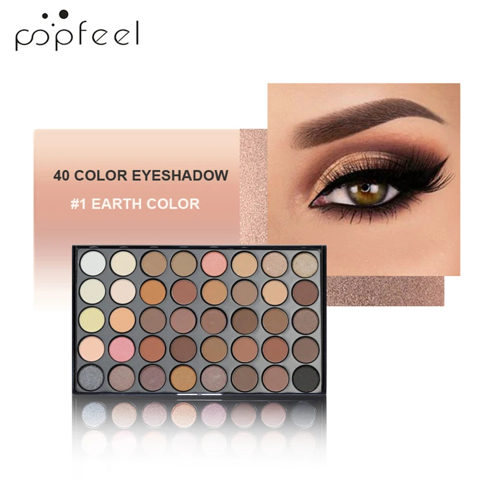 POPFEEL-Palette de fards à barrage 40 couleurs, longue durée, maquillage facile, brun, rose