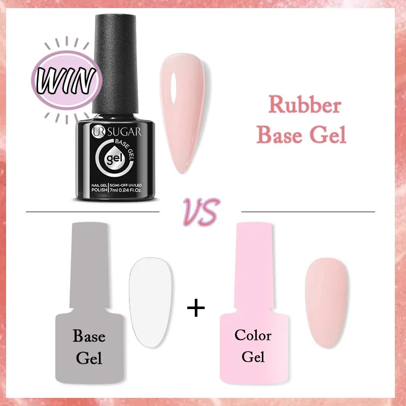 UR SUGAR-Gel de base en caoutchouc cristal nude, vernis à ongles UV LED, document naturel, semi-continu, trempage, 7ml
