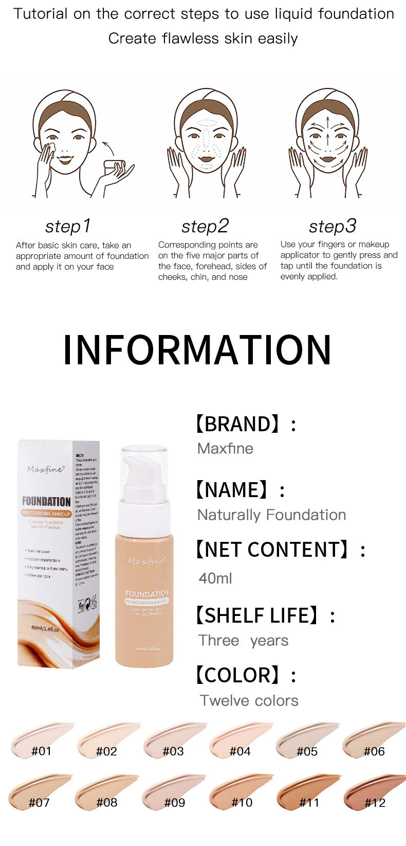 Fond de teint liquide résistant à la sueur, correcteur efficace, maquillage imperméable, cosmétiques professionnels