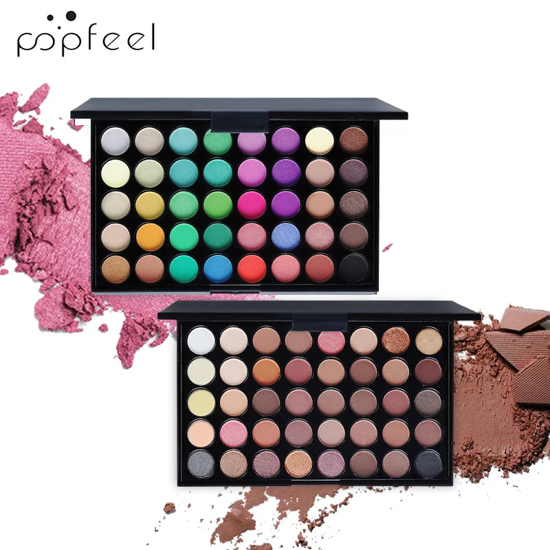 POPFEEL-Palette de fards à barrage 40 couleurs, longue durée, maquillage facile, brun, rose