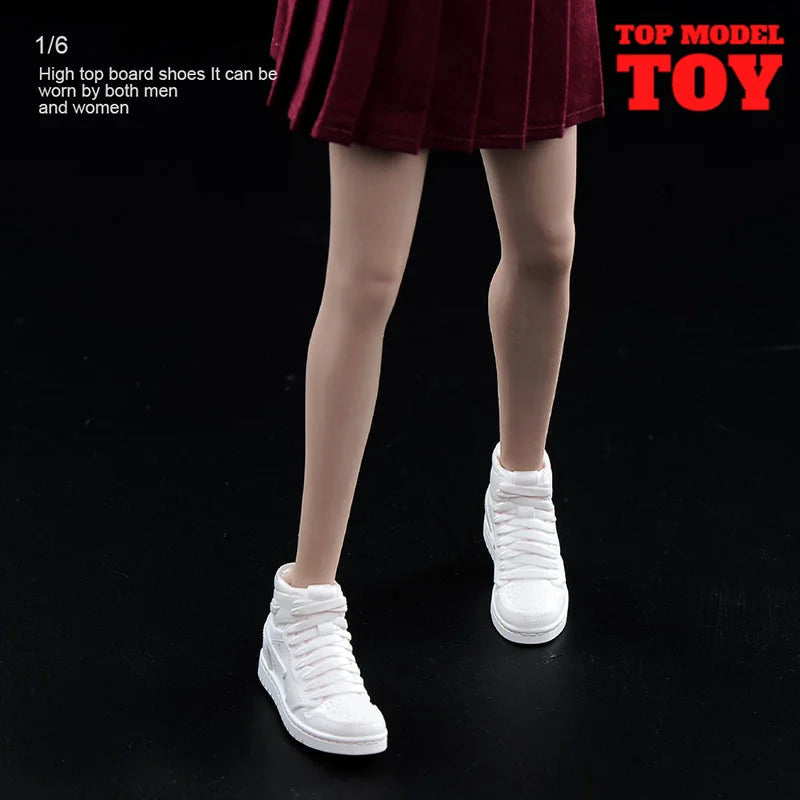 1/6 Scale White Sneakers Cricket Shoes Model Fit 12'' Male Female Soldier Removable Feet Action Figure Body Dolls