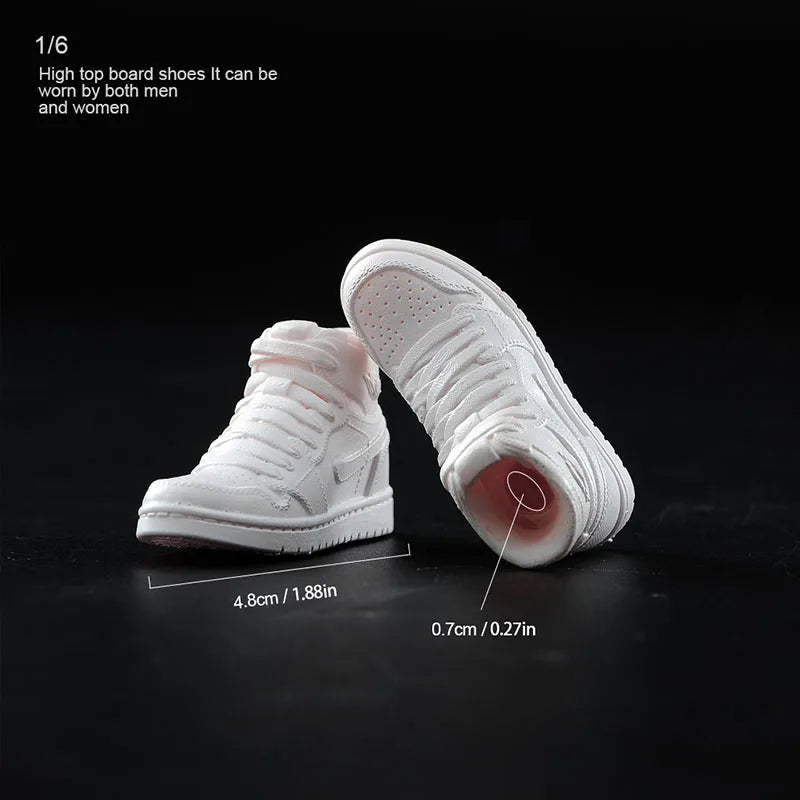1/6 Scale White Sneakers Cricket Shoes Model Fit 12'' Male Female Soldier Removable Feet Action Figure Body Dolls