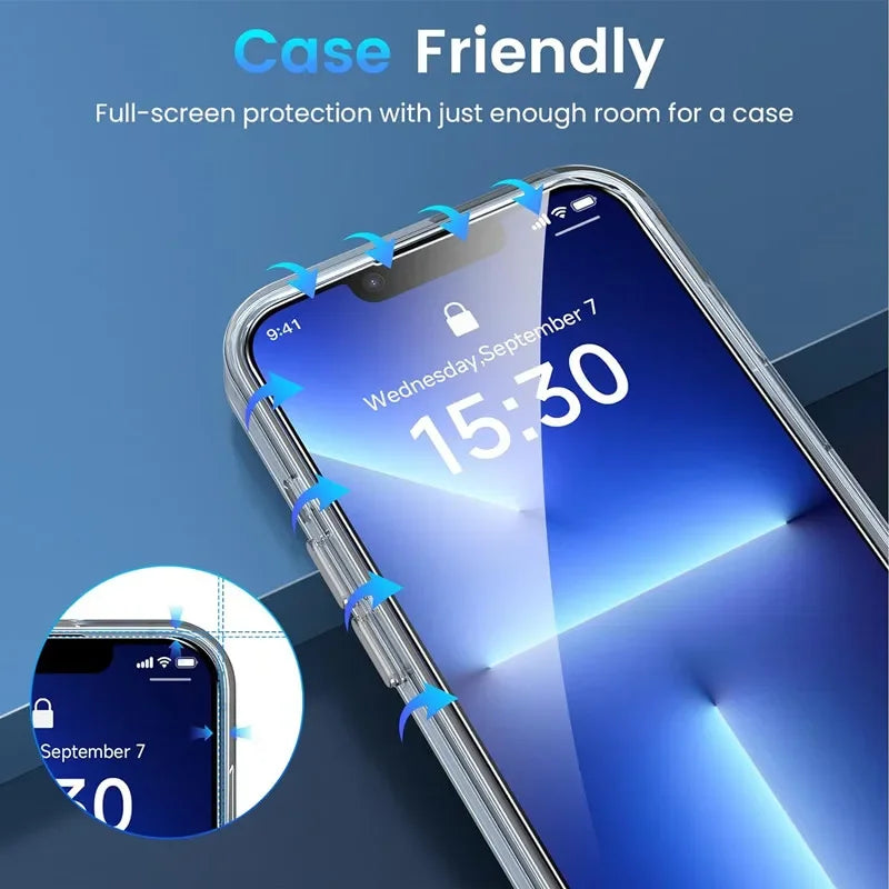 Protecteur d'écran en verre pour iPhone, verre de protection pour iPhone 15 13 11 12 14 Pro Max Mini, iPhone 16 7 8 Plus X Poly XS MAX, 5 pièces