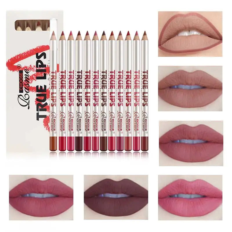 Ensemble de rouges à lèvres longue durée, 12 pièces, avec crayon professionnel et brillant à lèvres mat, cadeaux de saint-valentin pour femmes
