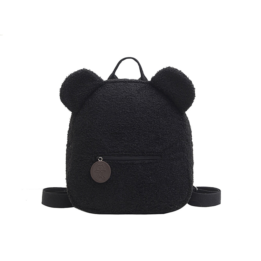Tragbare Kinder Reisen Einkaufen Rucksäcke Casual Herbst Winter Lamm Fleece frauen Bagpack Niedlichen Bären Geformt Schulter Rucksack