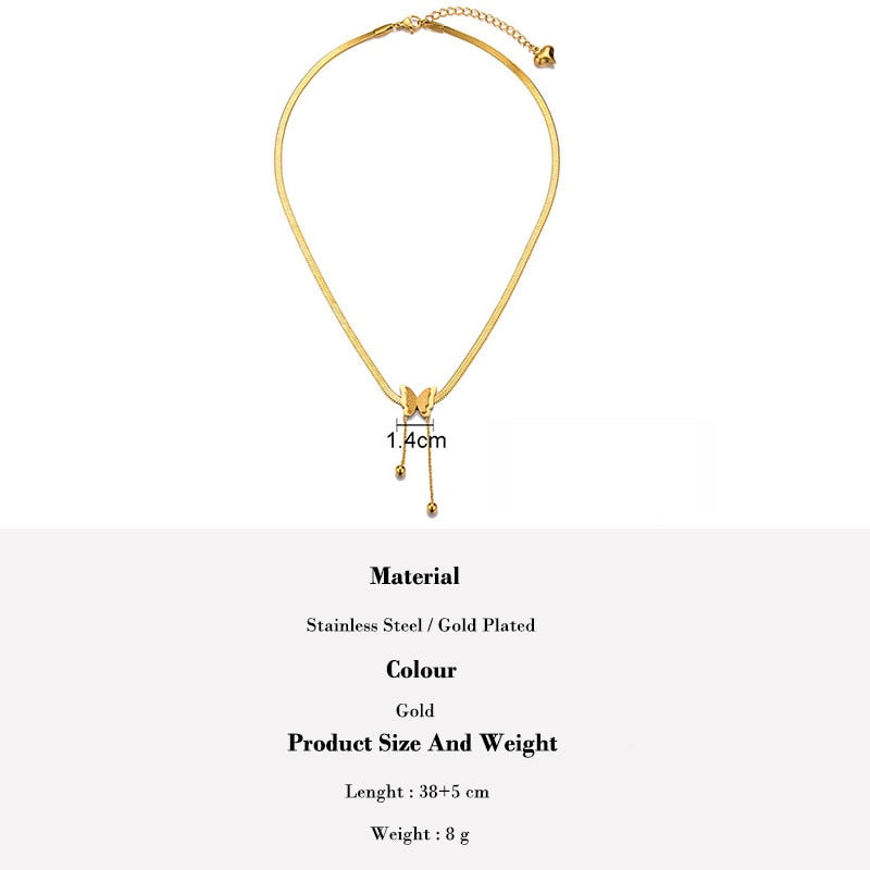 Vintage Schmetterling Halskette Für Frauen Edelstahl Klinge Schlange Ketten Ästhetischen Charme Halsband Frauen schmuck Geschenk Zu Mujer