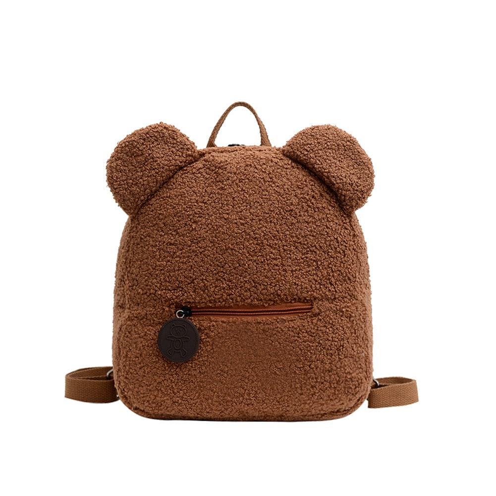 Tragbare Kinder Reisen Einkaufen Rucksäcke Casual Herbst Winter Lamm Fleece frauen Bagpack Niedlichen Bären Geformt Schulter Rucksack